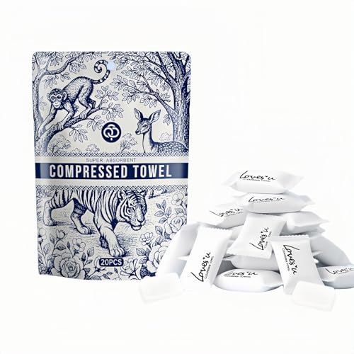 20 Pack Compressed Towels - 11.8x9.45 Inch Reusable Travel Face Towels