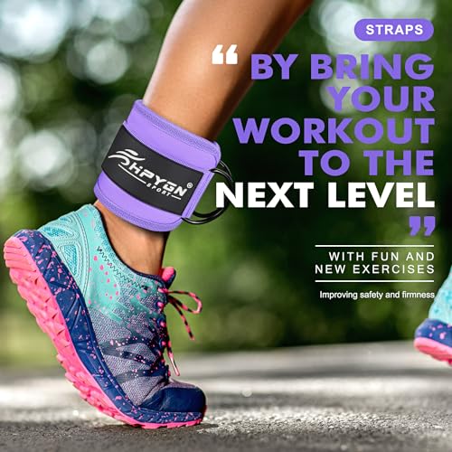 Padded Ankle Strap for Cable Machine - Purple Pair