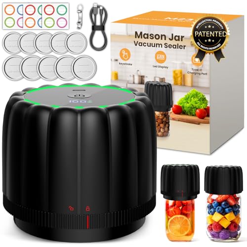 Electric Mason Jar Vacuum Sealer Kit with Wide & Regular Lids
