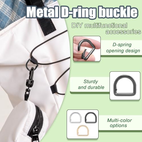 10Pcs 3/4" Spring D Ring Clips - Gun Black Carabiner Hardware