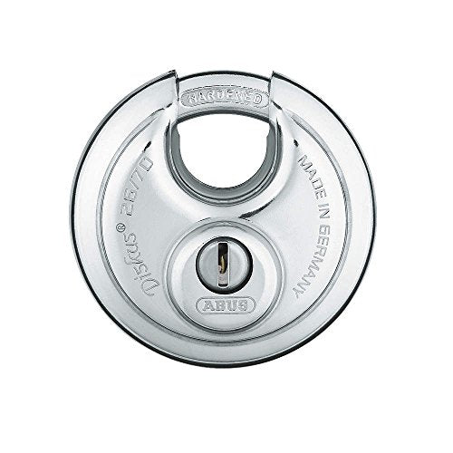 ABUS 26/70 Diskus Solid Body Storage Padlock with 2 Keys for Storage, Transport, and Commercial, 2.75in (70mm) Wide, Keyed Alike