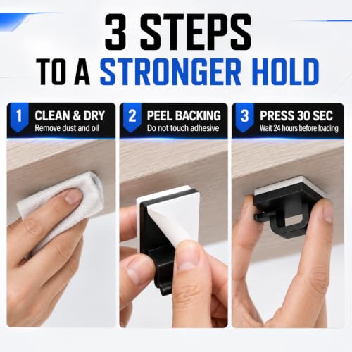 Adhesive Cable Clips - 50 Pack Wire Organizer & Cord Holder - Black