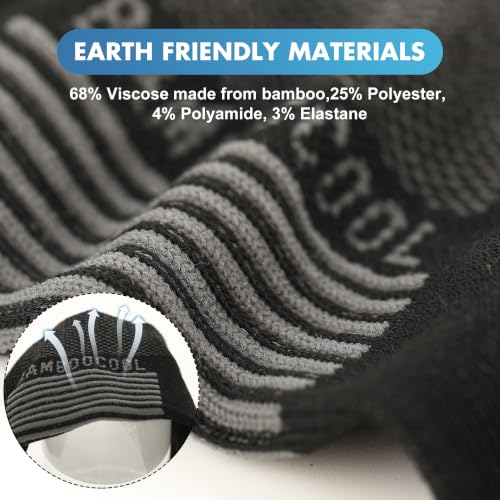 Men's Athletic Ankle Socks - Moisture Wicking, Anti-Odor, Large, Black - 8 Pack