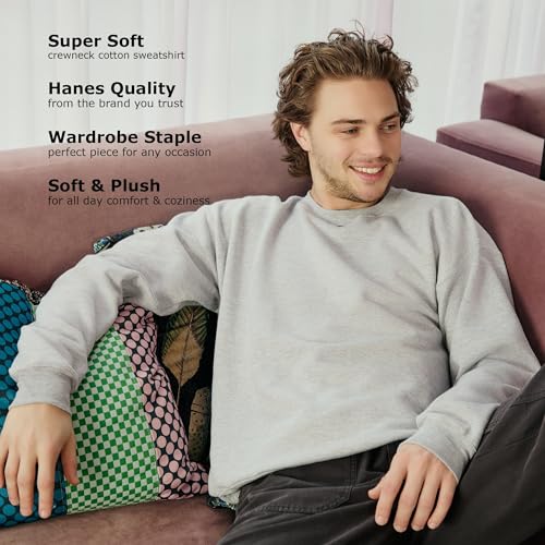 Hanes Men's EcoSmart Fleece Crewneck Sweatshirt Charcoal Heather Large - Big & Tall