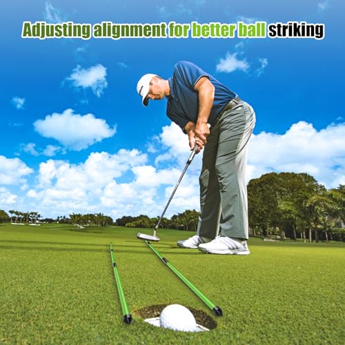 Jsportic Green 48" Collapsible Golf Alignment Sticks Set with 10 Tees