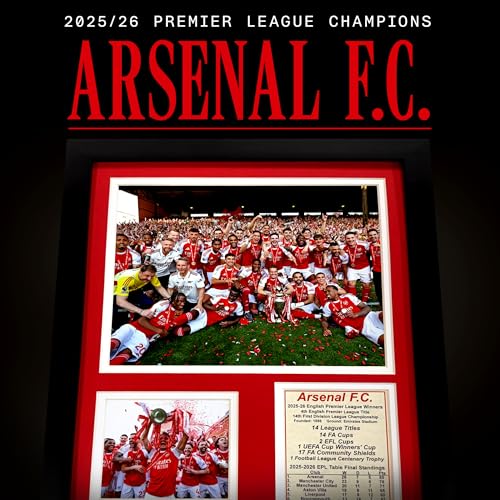 Arsenal 2025-2026 EPL Champions Framed Sports Photo - 15"L x 12"W