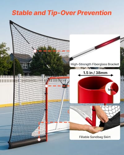 12x7 ft Hockey Goal and Backstop Net Set - Portable Training Aid