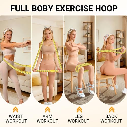 Weighted Fitness Hula Hoop - 3.3 lbs Soft Spring Hoop - Yellow