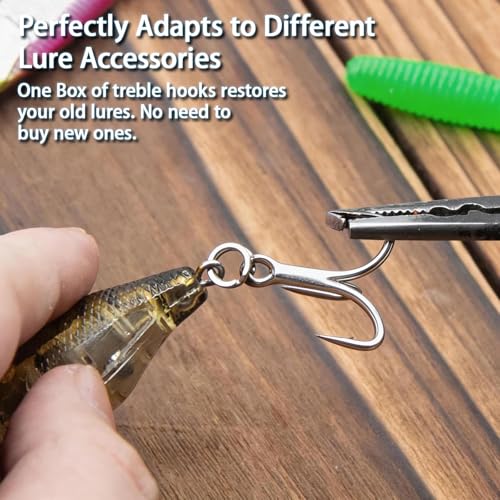 Treble Fishing Hooks - High Carbon Steel, 10 Pcs for Salmon & Trout