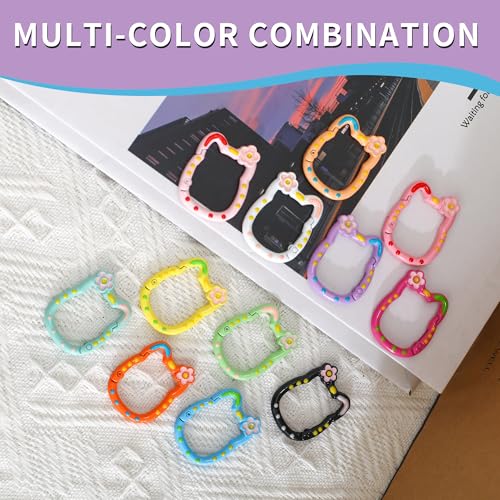 WTYONZEL 12 Pack Cute Cat-Shaped Aluminum Carabiner Keychains - Color 1