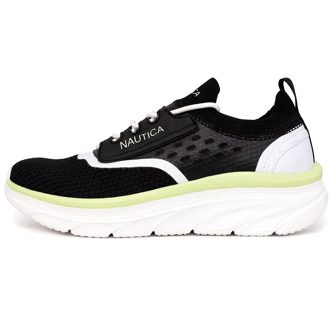 Nautica Women's Fashion Sneaker Lace-Up Jogger Running Shoe Casual Max Cushioning Walking Tennis Sneaker-Seracen-Black-11