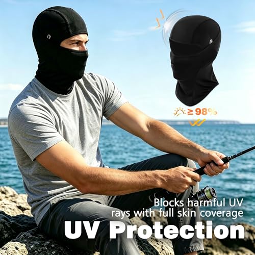 Black 2 Pack Balaclava Face Masks for Sun UV Protection Breathable Cooling Outdoor Sports