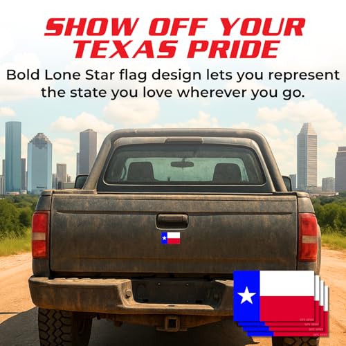 Texas Flag Stickers - 4" x 2.5" Vinyl Decals, Pack of 4
