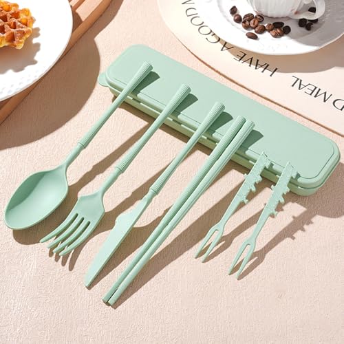 Eco-Friendly Reusable Travel Utensils Set - Green Case