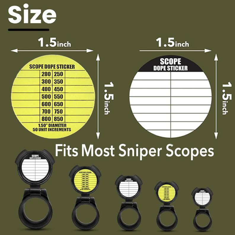 14 Dope Stickers for Long-Range Shooting - Yellow & White