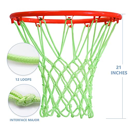 Fluorescent Green Basketball Net - All Weather Anti-Whip Replacement, 12 Loops