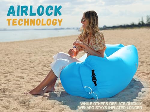 WEKAPO Blue Inflatable Couch Air Lounger Chair for Camping & Beach, Portable Blow-up Sofa