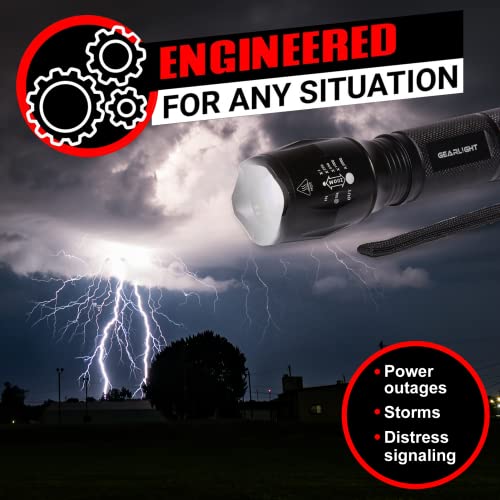 GearLight LED Tactical Flashlight S1000 with Batteries Included, Bright, Zoomable, 5 Modes, Compact for Camping & Emergency