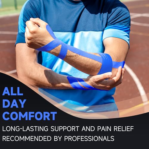 CKeep Uncut Blue Kinesiology Tape 2 Rolls - Premium Elastic Athletic Tape