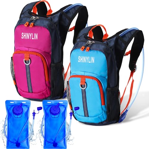 Kids Hydration Backpack Set - 2 Pcs Lightweight with 1.5L Bladder - Blue & Purple