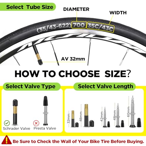 Hydencamm 700x35C-43C Bike Tube with 32mm Schrader Valve & Tire Levers (2 Pack)