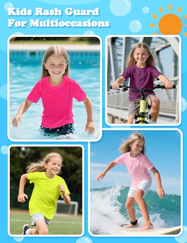 Boys Rash Guard Swim Shirt UPF 50+ Quick Dry - Pink 5-6 Years