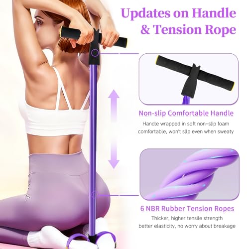 Pedal Resistance Band with Handles - 6-Tube Natural Rubber Fitness Bands