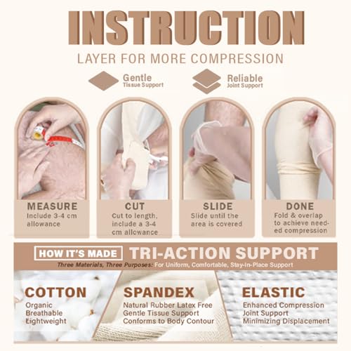 Everlit 560D Cotton Blend Elasticated Tubular Support Bandage Size D 3" x 11 yd - Latex-Free, Breathable, Moderate to High Compression for Sensitive Skin