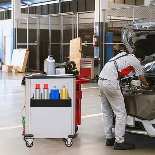 6 Pcs Magnetic Spray Can Holder, Magnet Toolbox Holder, Wall Mounted Spray Bottle Rack, Mechanic Paint Can Organizer, Tool Box Storage Rack for Garage Home Workspace (Black)