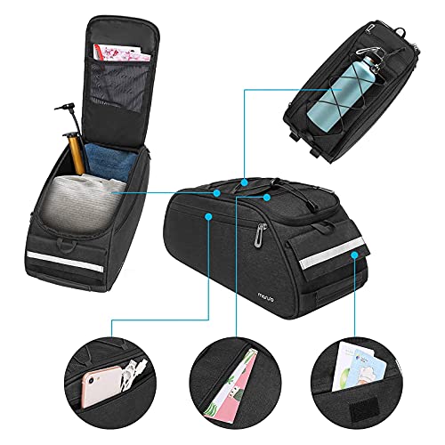 Waterproof Bike Rack Bag - 12L Trunk Pannier - Black