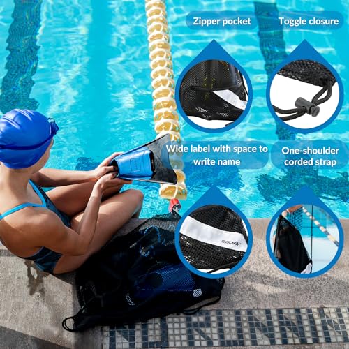 Sporti Mesh Swim Bag with Zipper Pocket - Durable Water Sports Equipment Backpack