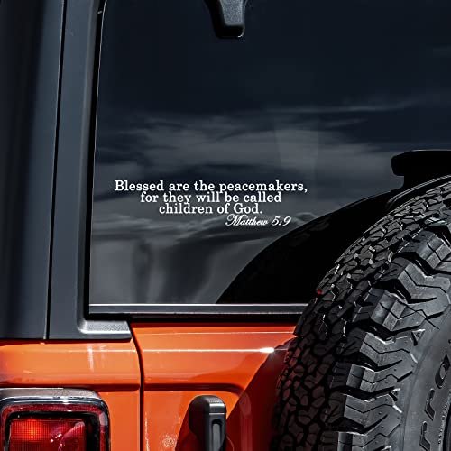 Matthew 5:9 Bible Verse Vinyl Decal Sticker - 8 Inch Wide