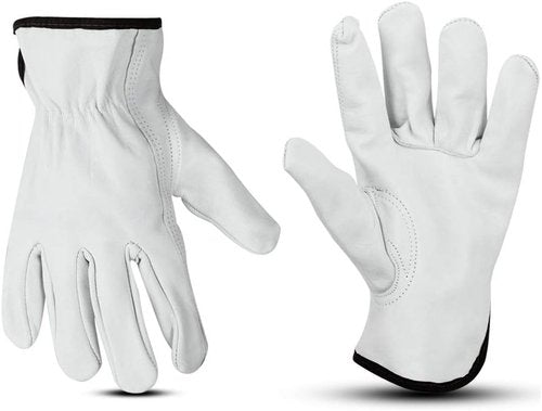 Glove Station Unlined Top Grain Leather Work Gloves - Durable Beige Driver Gloves for Trucking, Welding & Gardening