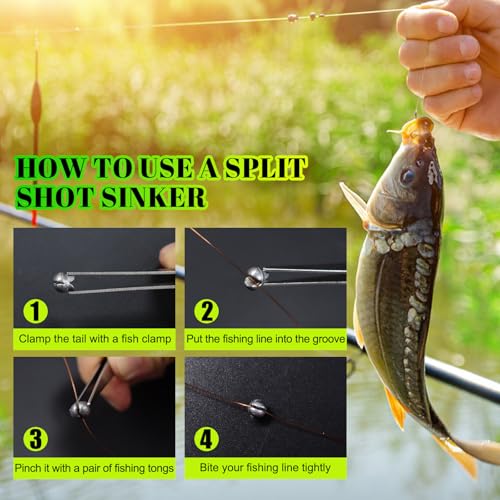 Split Shot Sinker Set - 100 Pcs Removable Weights, Mixed Sizes 0.02oz-0.07oz