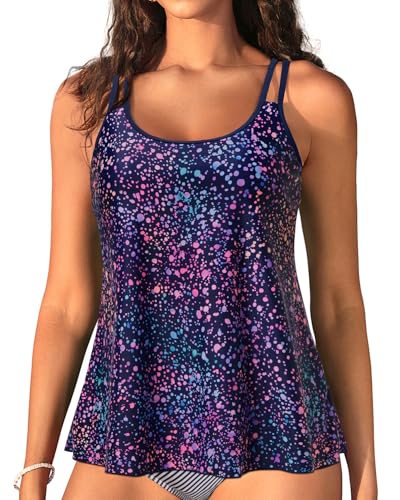 Talisea Womens Flowy Tankini Top X-Large Star Whole Sky – Modest Swim Top