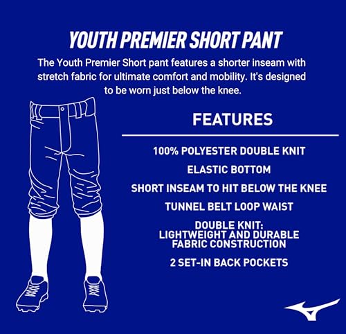 Mizuno Youth Premier Short Baseball Pant Large Black - Durable & Performance-Ready