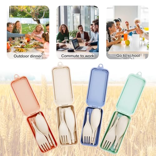 Collapsible Reusable Travel Utensils Set - 4 Color Styles