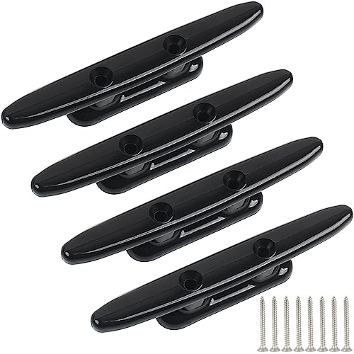 4 Inch Black Nylon Boat Cleats - Dock Cleat with Hardware (4 Pack)