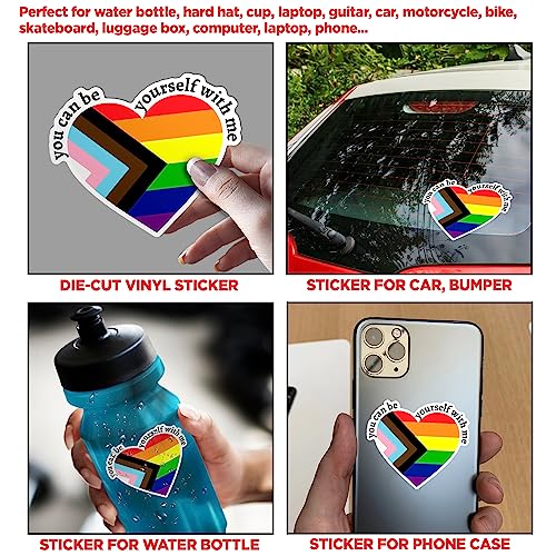 You Can Be Yourself with Me Sticker - 2 Inch Rainbow Pride