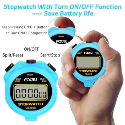 Digital Simple Stopwatch Timer - Silent, Clear Display, Blue