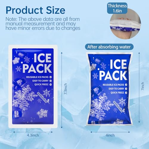 Reusable Ice Packs for Coolers - 16-Pack Water-Activated Freezer Packs