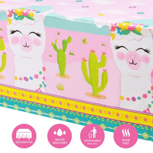 Alpaca Theme Tablecloth - 2 Pack 54" x 108" Disposable Covers