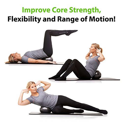 9” Mini Exercise Ball - Black Pilates & Yoga Stability Ball for Core Strength, Balance & Therapy