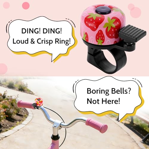 Crisp Sound Bicycle Bell for Handlebars - Strawberry