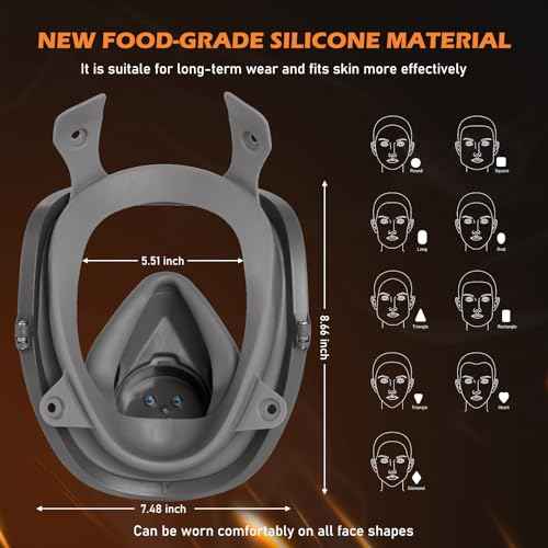 Reusable Respirator full Face Gas Cover, Organic Vapor Mask and Anti-fog, for Painting, mechanical polishing, logging, welding, Against Dust, Staining, Sanding & Cutting