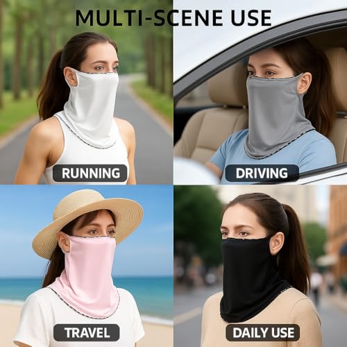 Cooling UPF 50+ Sun Face Mask - White, Breathable UV Protection