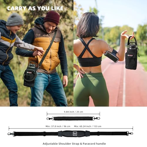 Nature Pioneor 32-36oz Insulated Water Bottle Carrier with Strap | Hands-Free Bottle Holder