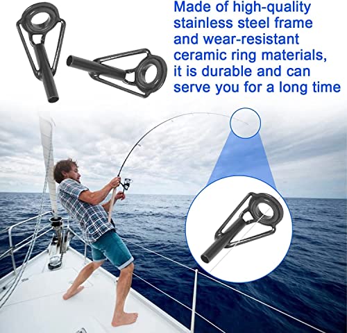 8-Piece Fishing Rod Tip Repair Kit - Stainless Steel Ceramic Guide Rings