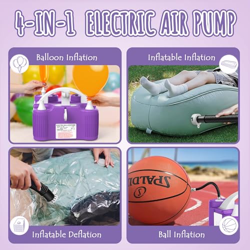 Wotalk 4-in-1 Electric Balloon Pump with Triple Nozzles - Purple