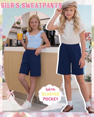 Girls' Wide Leg Bermuda Shorts - Haze Blue, 9-10 Years